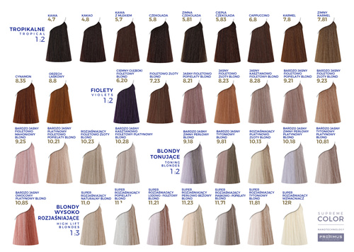 PROXIMUS Karta kolorów 70 odcieni NAJNOWSZA