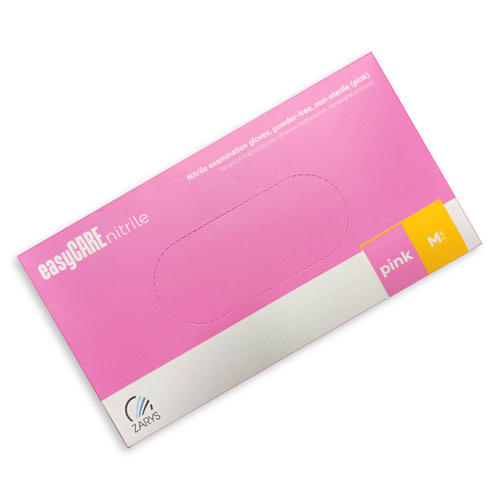 Rękawiczki Nitrylowe różowe "M" 100 szt.